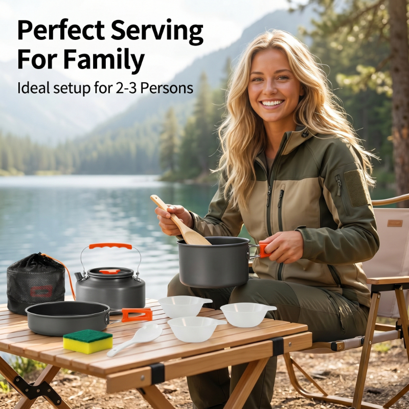 Camping Cooking Utensil Bag - 10PCS Ultralight Portable Aluminum Camping Cookware