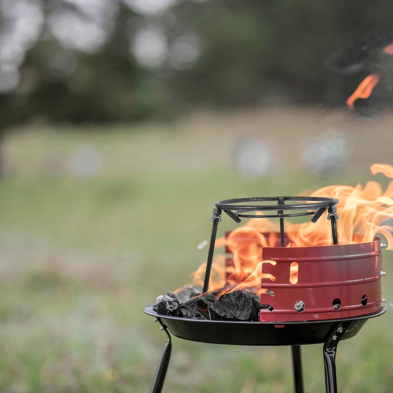 Camping Cooking Ring - Detachable Triangular Pot Rack Firewood Burning