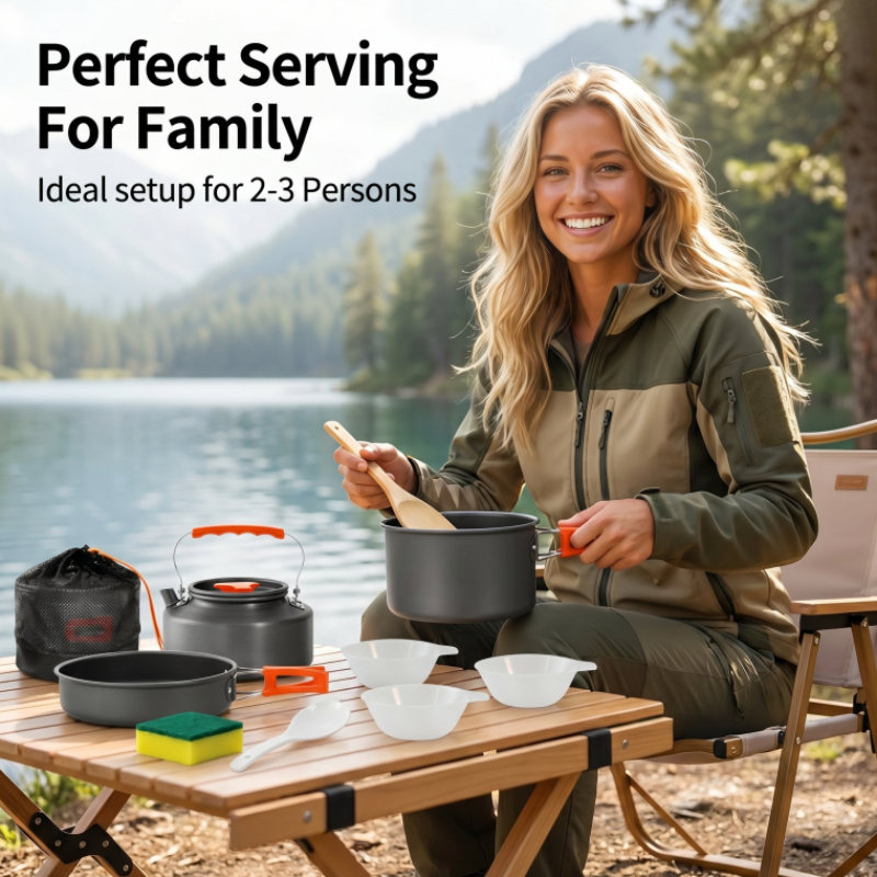 Camping Cooking Utensil Bag - 10Pcs Aluminum Camping Cookware Kit Ultralight