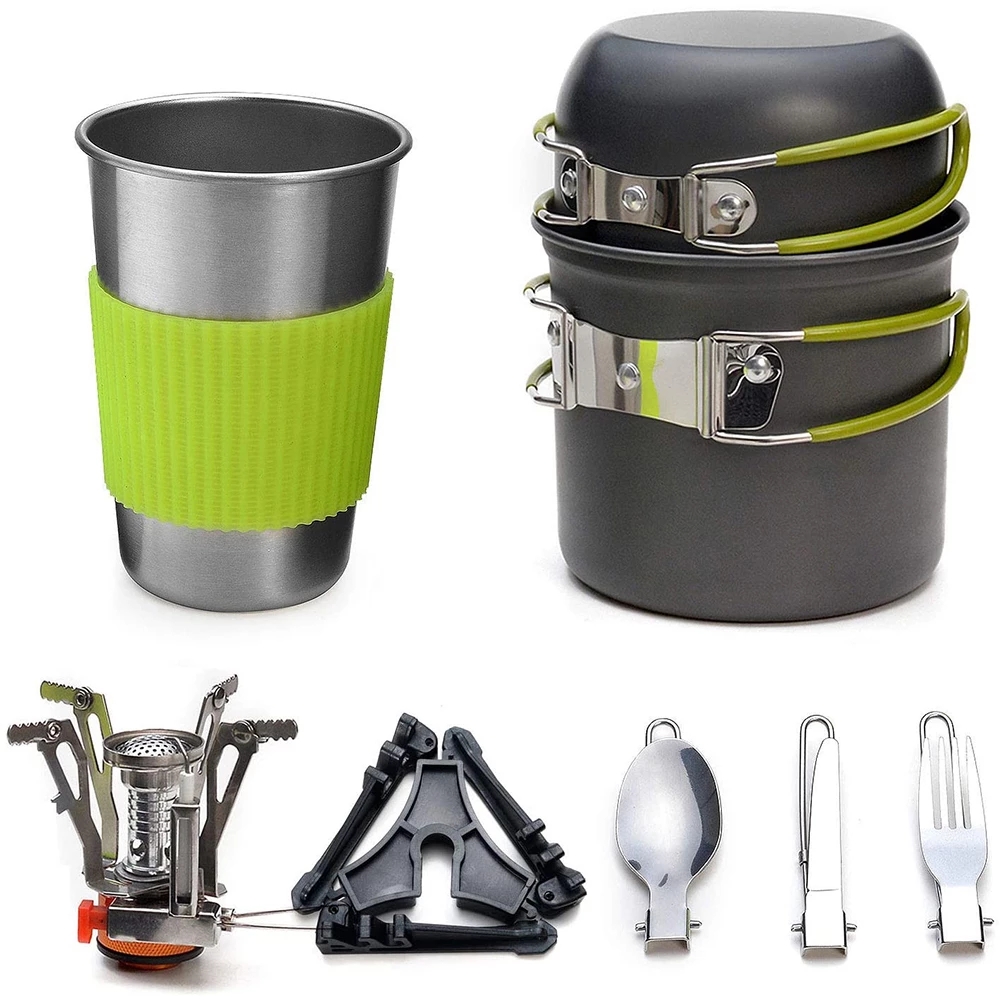 Camping Cooking Utensil Bag - Camping Cookware Kit with Stove Outdoor