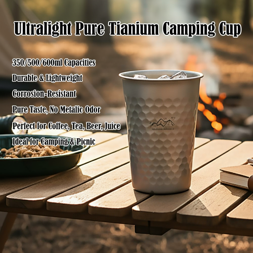 Camping Cooking Plate - Ultralight Pure Titanium Camping Cup 350/500/600ml