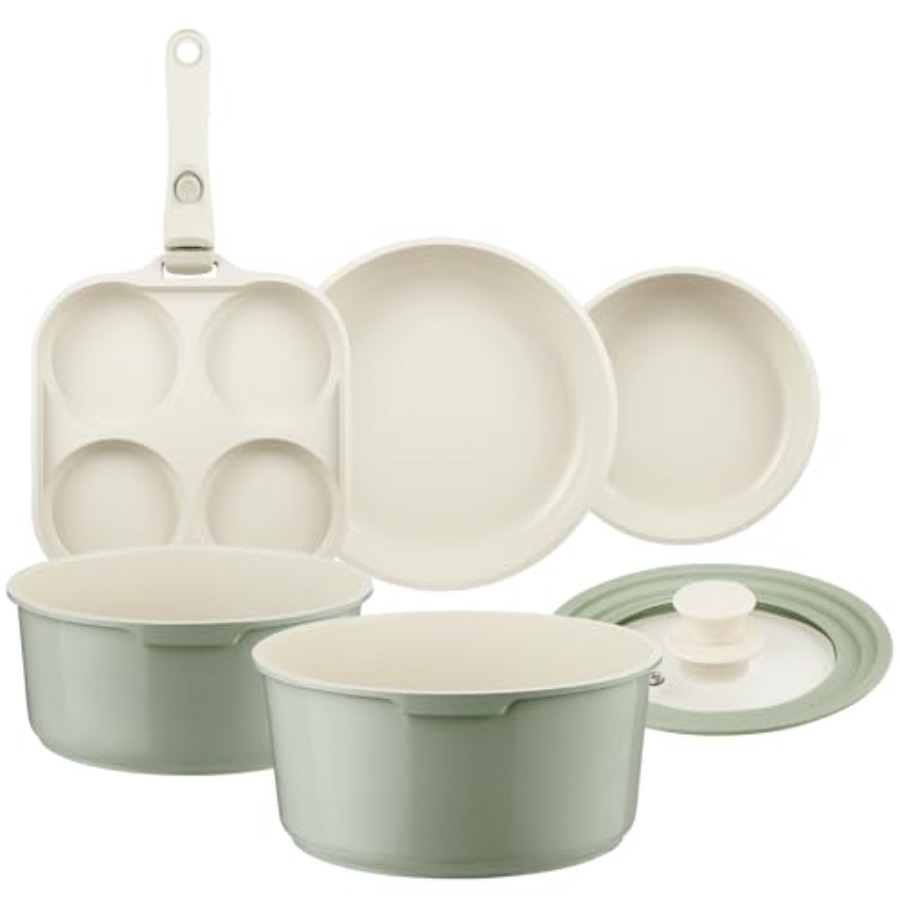 Ceramic Pots and Pans Set Non  - Camping Cooking Set Detachable Handle のレビューと価格