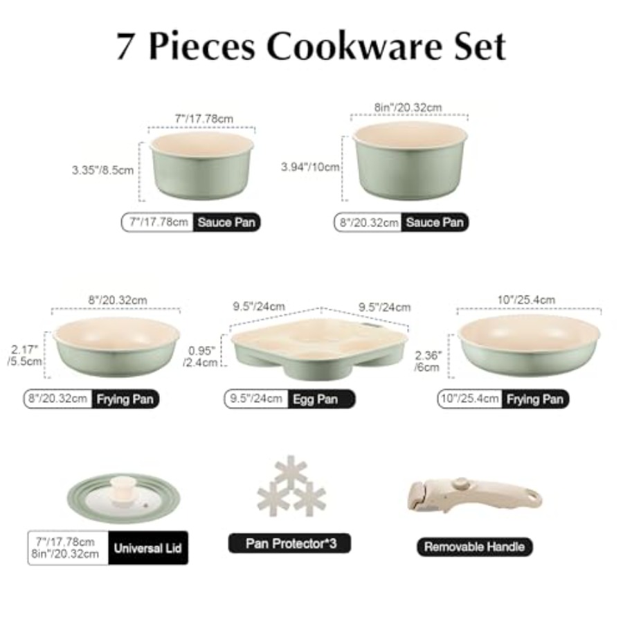 Ceramic Pots and Pans Set Non  - Camping Cooking Set Detachable Handle のレビューと価格