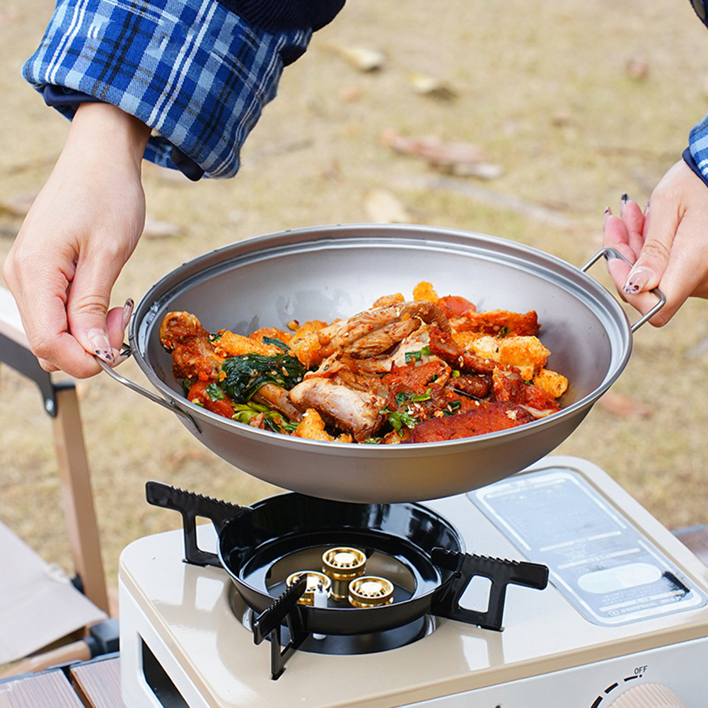 Titanium Wok Pan with Lid Doub - Camping Cooking Wok のレビューと価格