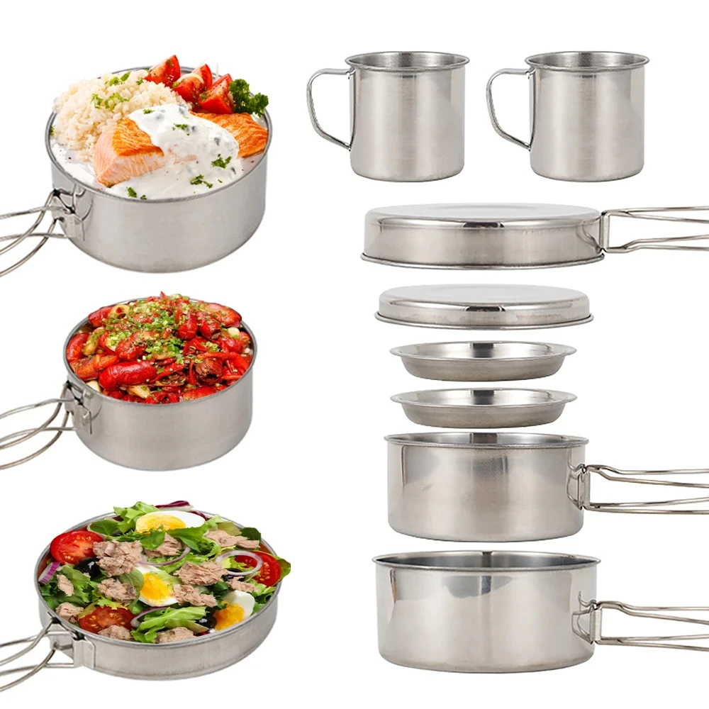 8pcs/Set Camping Cookware Mess - Camping Cooking Utensil Bag のレビューと価格
