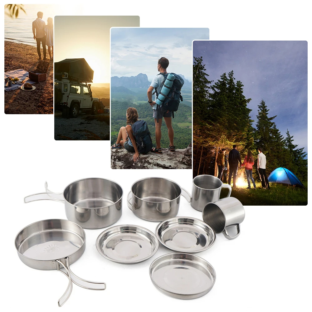 8pcs/Set Camping Cookware Mess - Camping Cooking Utensil Bag のレビューと価格