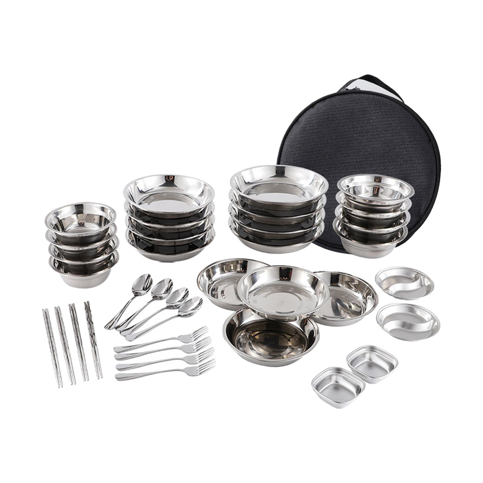 Stainless Steel Plates and Bow - Camping Cooking Utensil Bag のレビューと価格