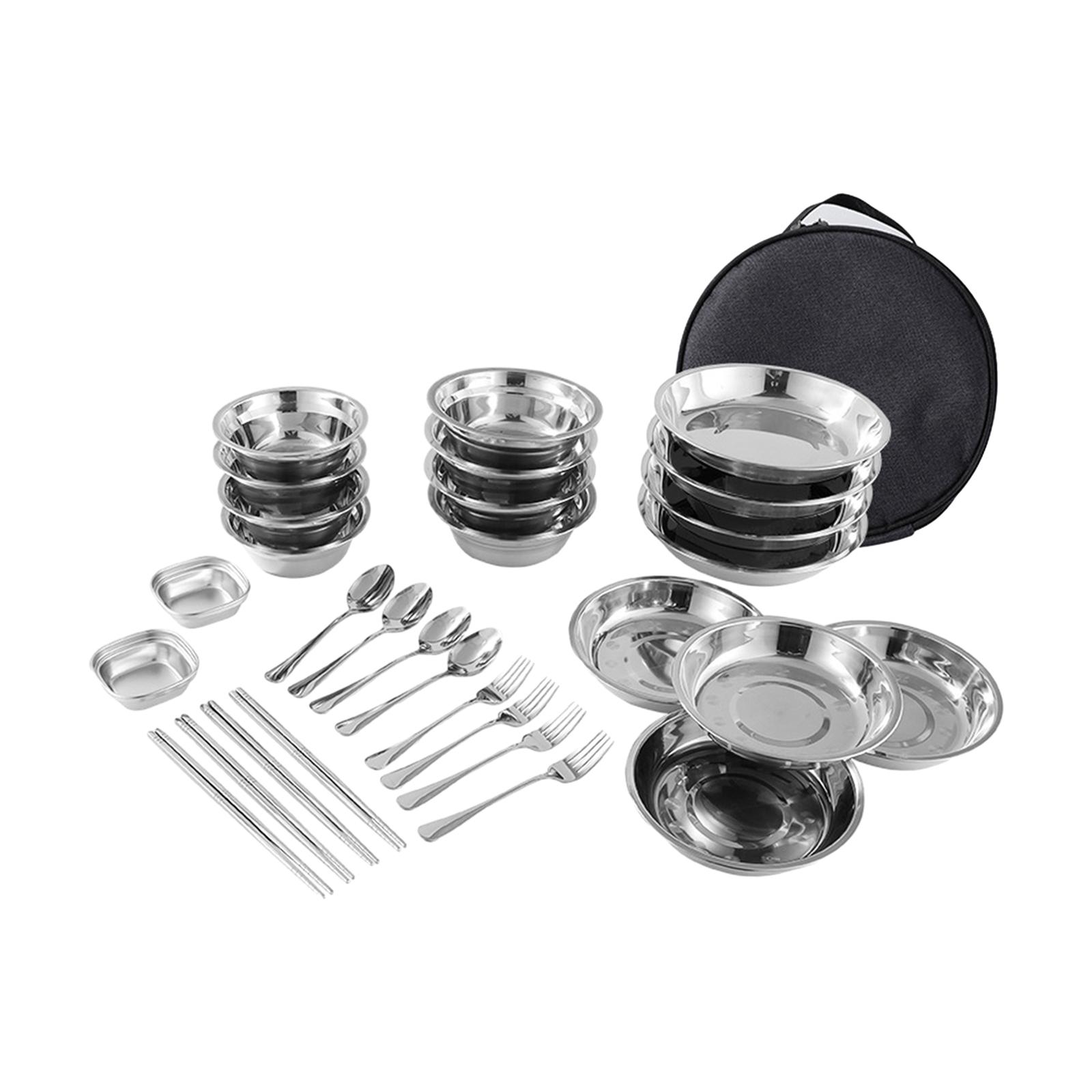 Stainless Steel Plates and Bow - Camping Cooking Utensil Bag のレビューと価格