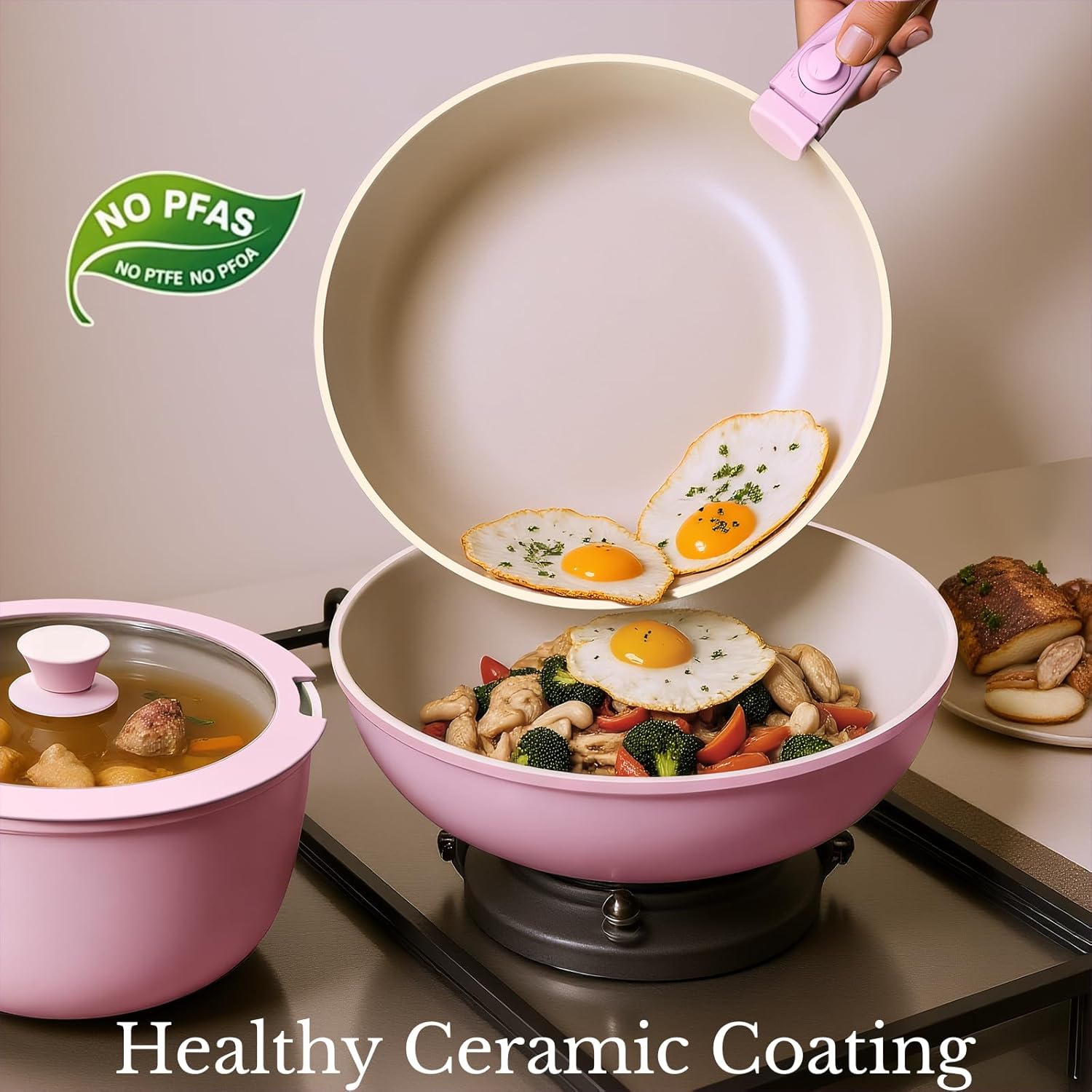 Pots and Pans Set Non Stick, C - Camping Cooking Set Detachable Handle のレビューと価格