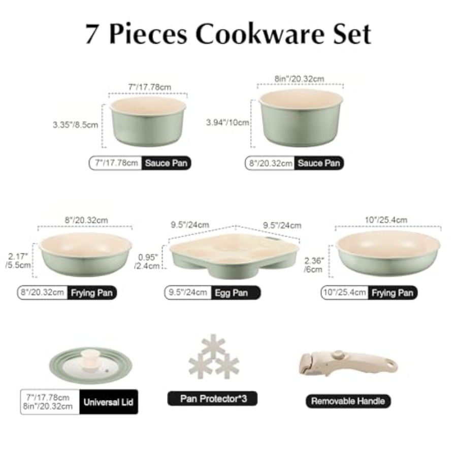 Ceramic Pots and Pans Set Non  - Camping Cooking Set Detachable Handle のレビューと価格