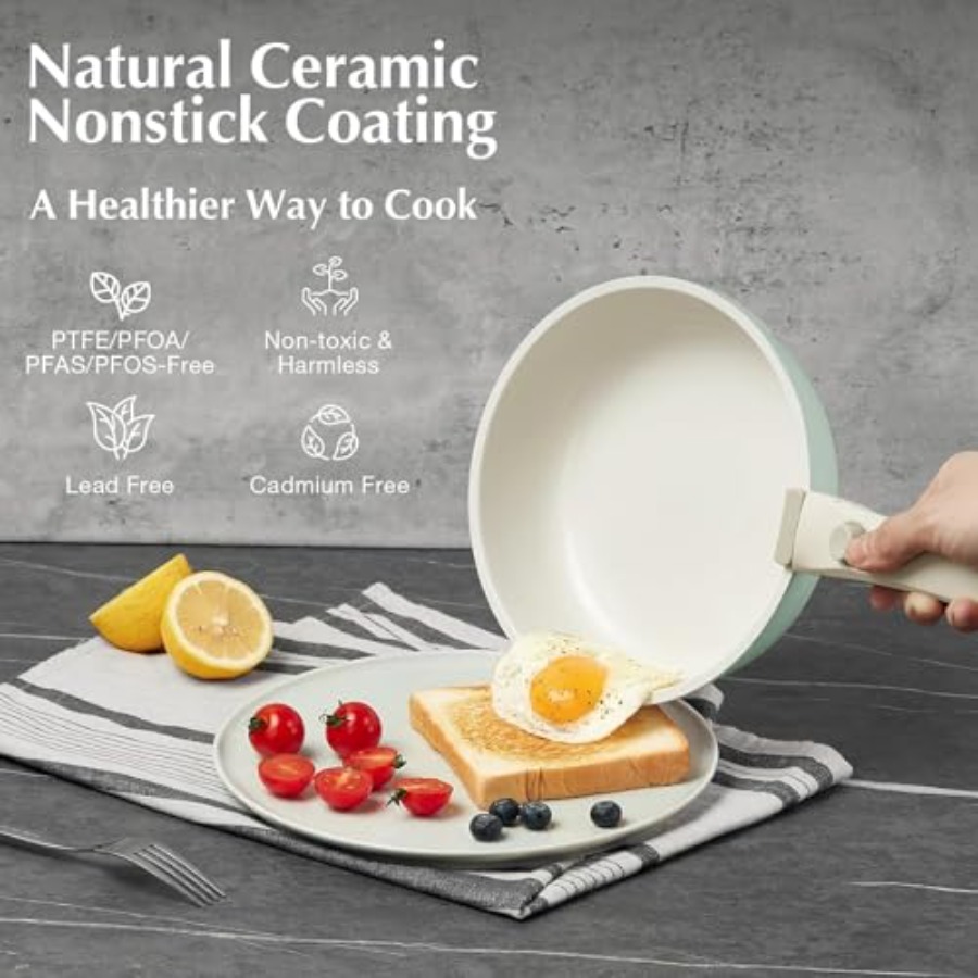 Ceramic Pots and Pans Set Non  - Camping Cooking Set Detachable Handle のレビューと価格
