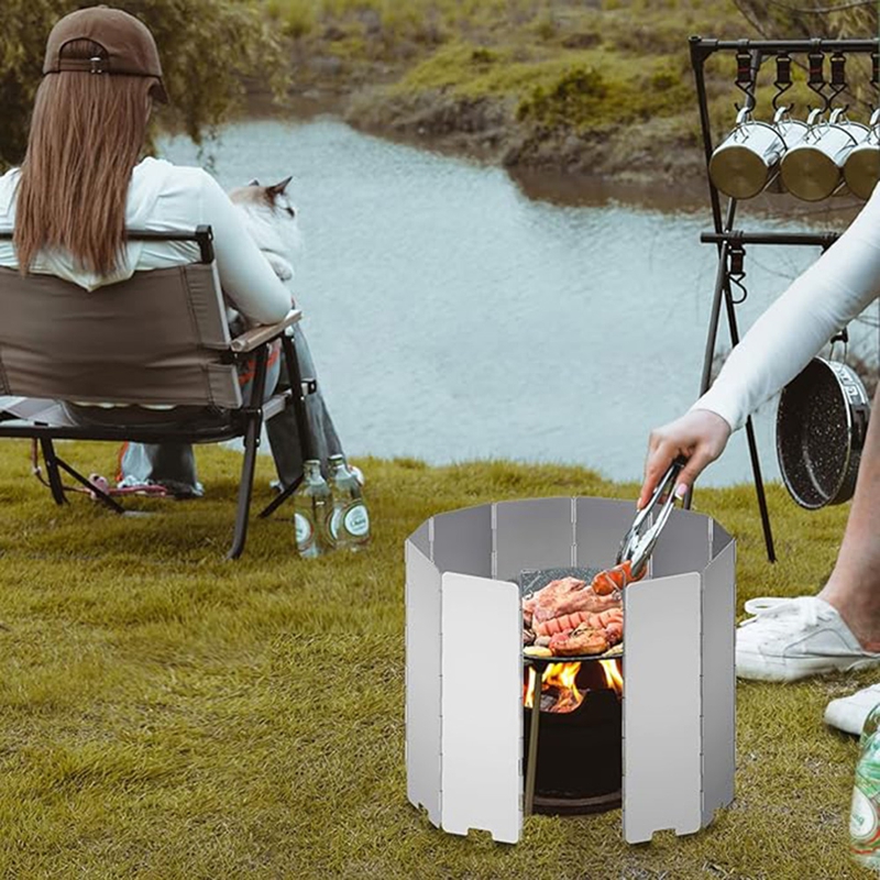10 Plates Gas Stove Wind Shiel - Camping Cooking Windshield のレビューと価格