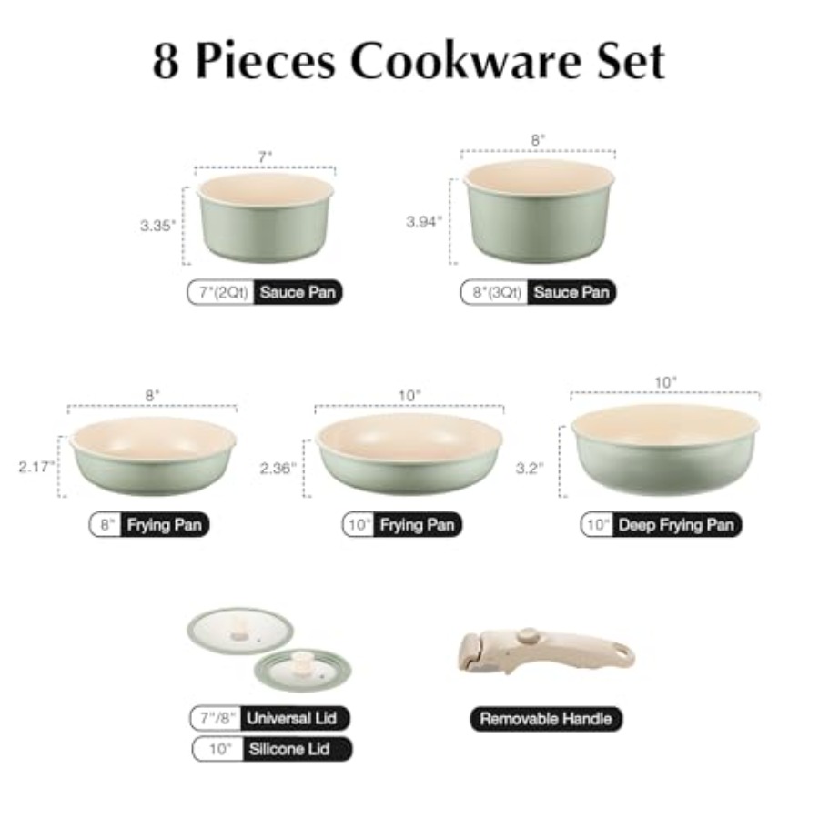 Ceramic Pots and Pans Set Non  - Camping Cooking Set Detachable Handle のレビューと価格