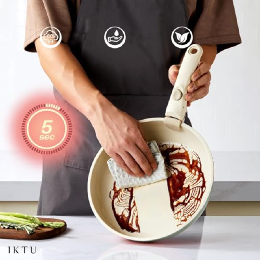 Ceramic Pots and Pans Set Non  - Camping Cooking Set Detachable Handle のレビューと価格