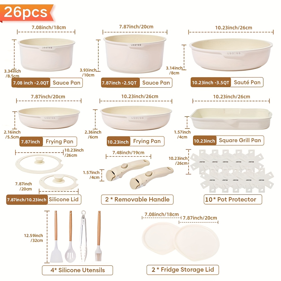 16/26pcs, Non-Stick Cookware S - Camping Cooking Set Detachable Handle のレビューと価格