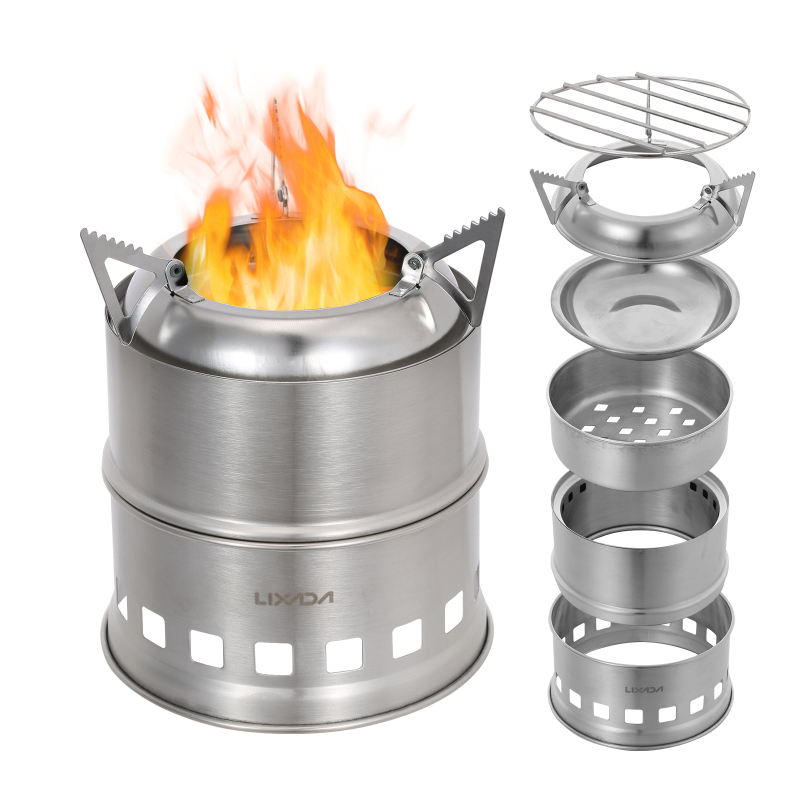 Lixada Stainless Steel Wood St - Camping Cooking Windshield のレビューと価格