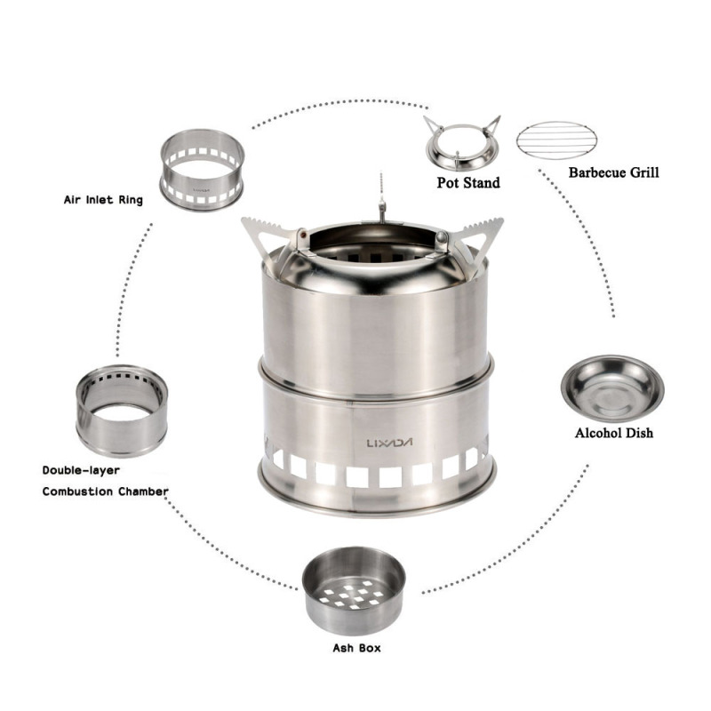 Lixada Stainless Steel Wood St - Camping Cooking Windshield のレビューと価格