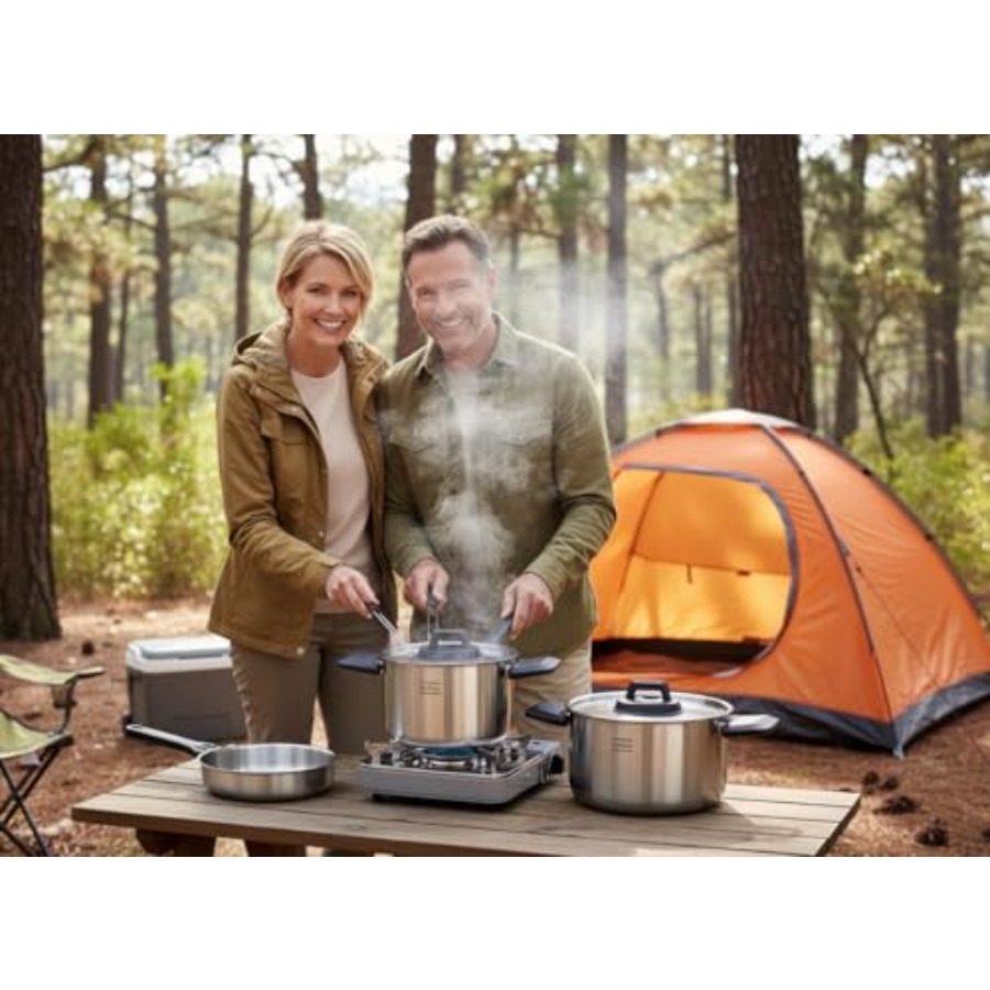 Stainless Steel Camping Kitche - Camping Cooking Set Detachable Handle のレビューと価格