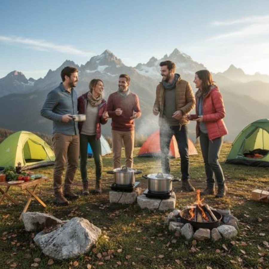 Stainless Steel Camping Kitche - Camping Cooking Set Detachable Handle のレビューと価格