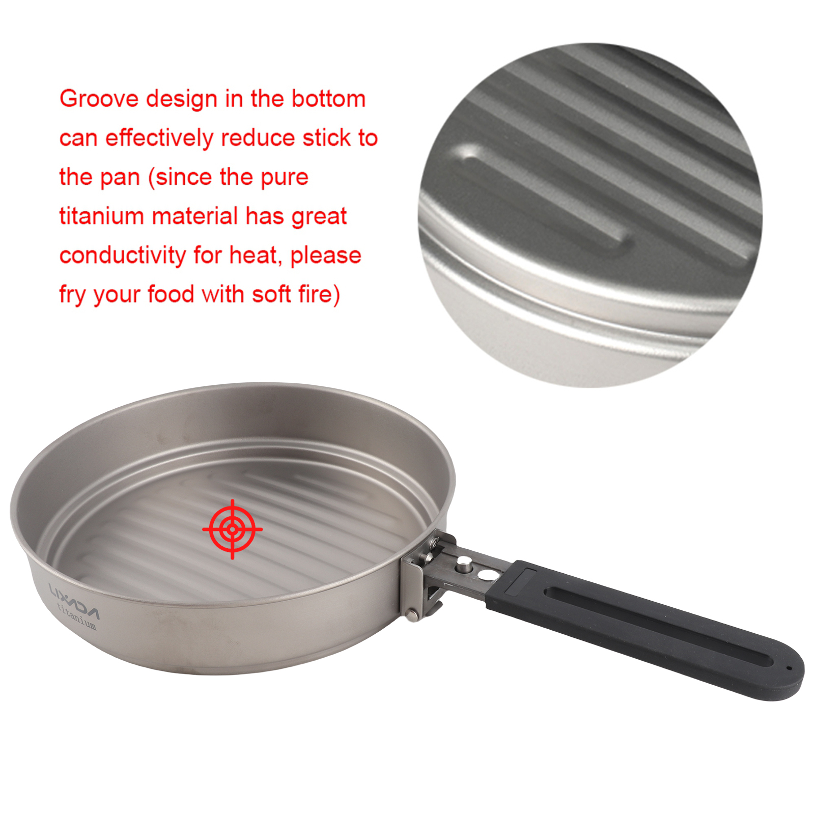 Lixada 1100ml Titanium Fry Pan - Camping Cooking Windshield のレビューと価格