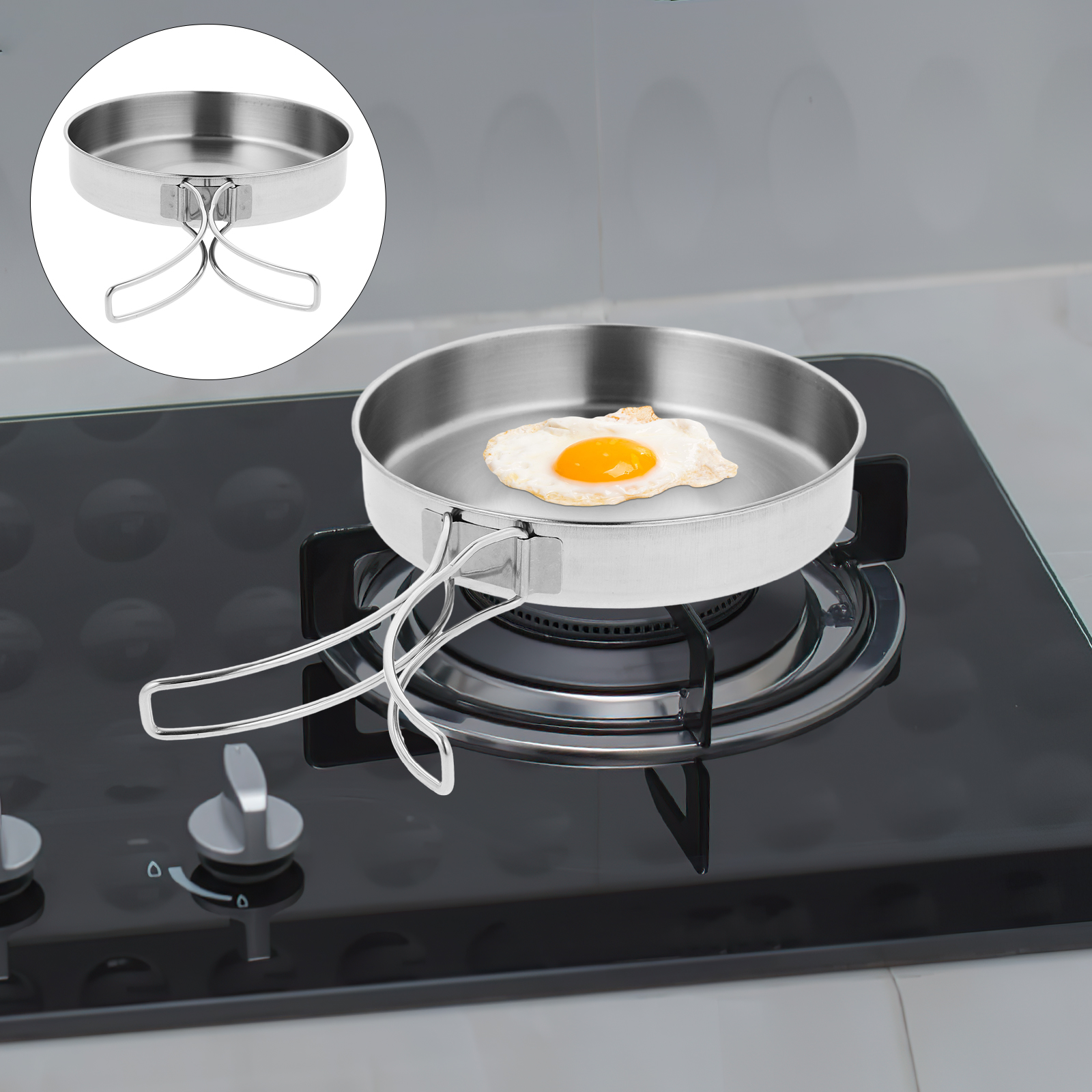 Portable Frying Pan Stainless  - Camping Cooking Wok のレビューと価格