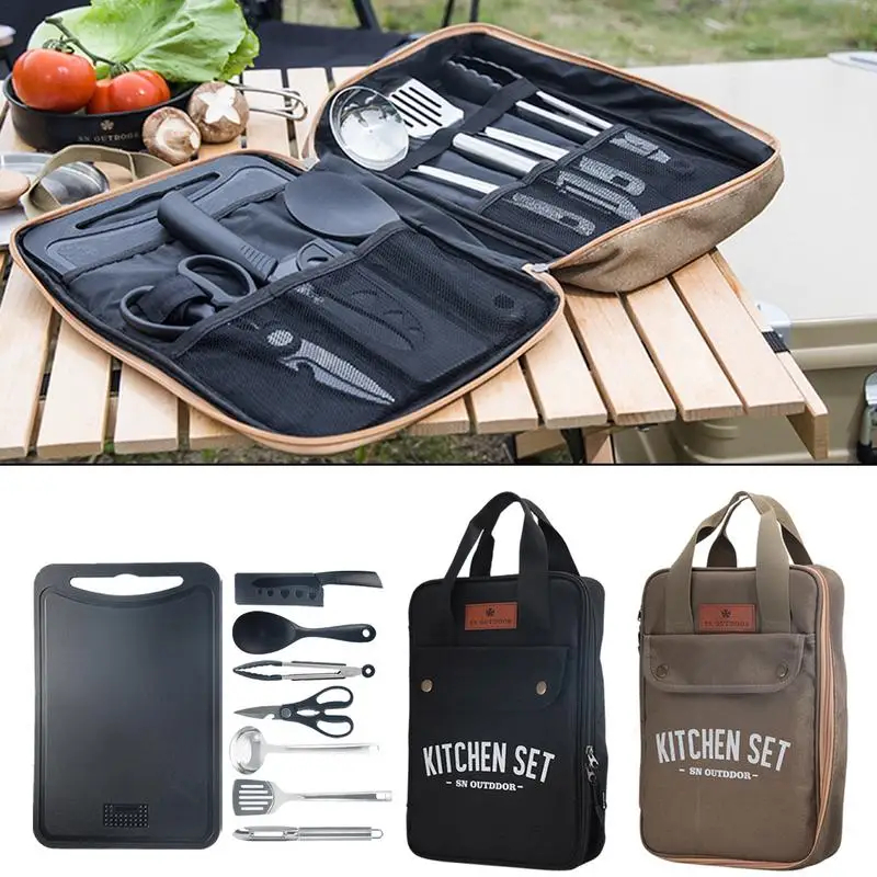 8pcs Camping Kitchen Cookware  - Camping Cooking Utensil Bag のレビューと価格