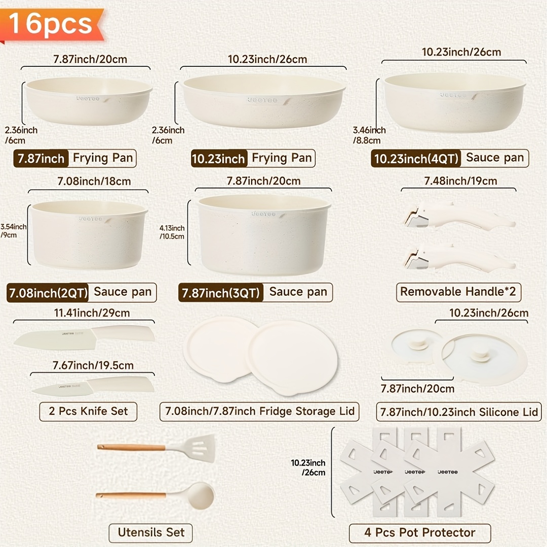 16/26pcs, Non-Stick Cookware S - Camping Cooking Set Detachable Handle のレビューと価格