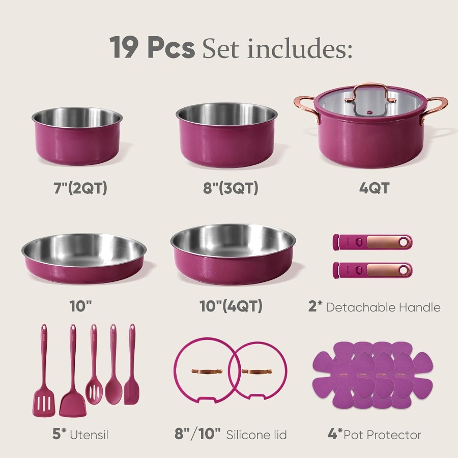 19pcs TriPly Stainless Steel C - Camping Cooking Set Detachable Handle のレビューと価格