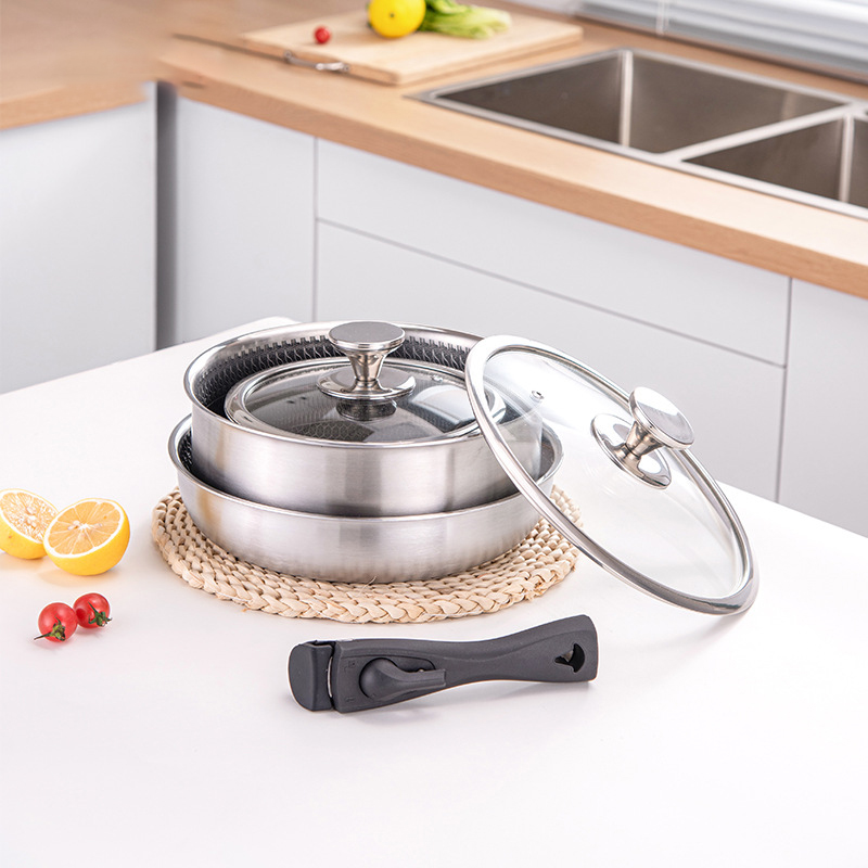 6 Pcs 3-ply Stainless Steel Co - Camping Cooking Set Detachable Handle のレビューと価格