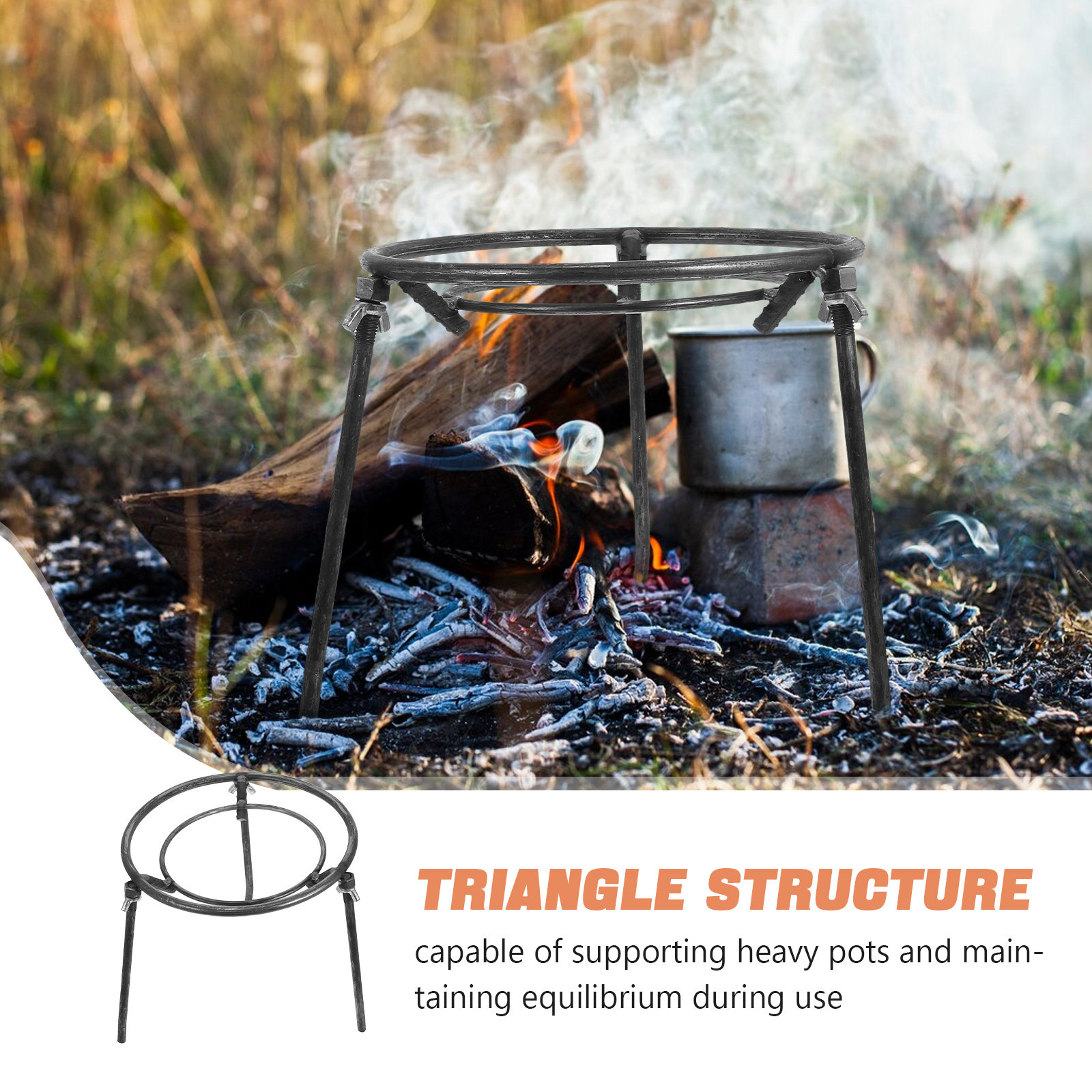 Detachable Triangular Pot Rack - Camping Cooking Ring のレビューと価格
