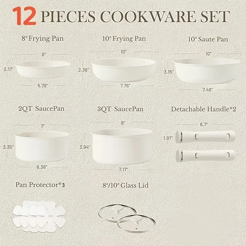 12pcs -in- Non-Stick Cookware  - Camping Cooking Set Detachable Handle のレビューと価格