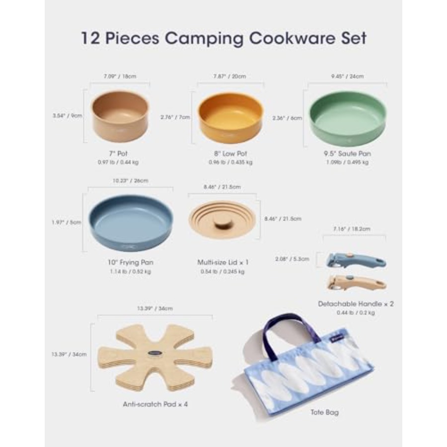 Ceramic Cookware Set, Detachab - Camping Cooking Set Detachable Handle のレビューと価格