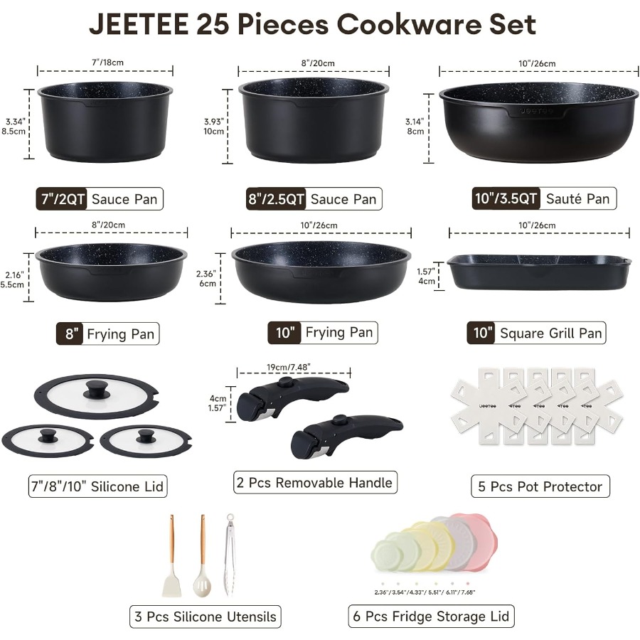 25pcs Non-Stick Detachable Han - Camping Cooking Set Detachable Handle のレビューと価格